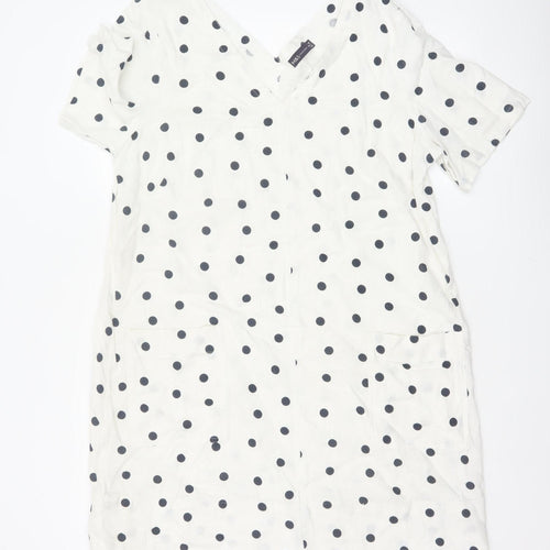 Marks and Spencer Women White Polka Dot UK 16 Shift Dress Pockets