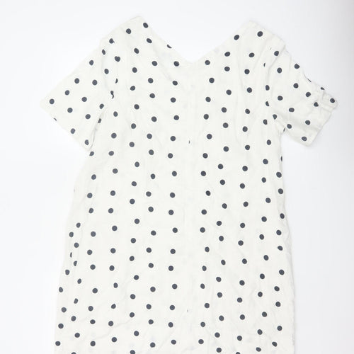 Marks and Spencer Women White Polka Dot UK 16 Shift Dress Pockets