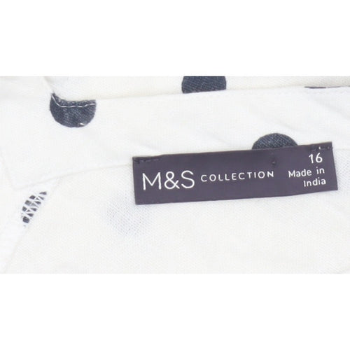 Marks and Spencer Women White Polka Dot UK 16 Shift Dress Pockets