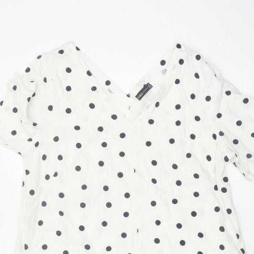 Marks and Spencer Women White Polka Dot UK 16 Shift Dress Pockets