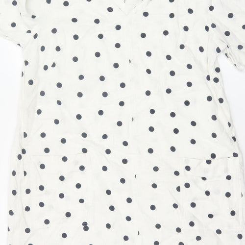 Marks and Spencer Women White Polka Dot UK 16 Shift Dress Pockets