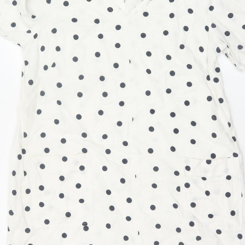 Marks and Spencer Women White Polka Dot UK 16 Shift Dress Pockets