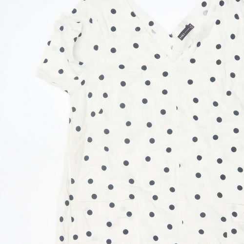 Marks and Spencer Women White Polka Dot UK 16 Shift Dress Pockets