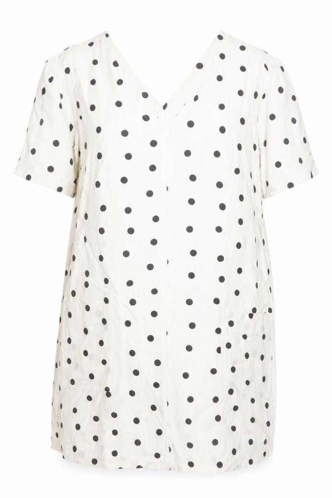Marks and Spencer Women White Polka Dot UK 16 Shift Dress Pockets