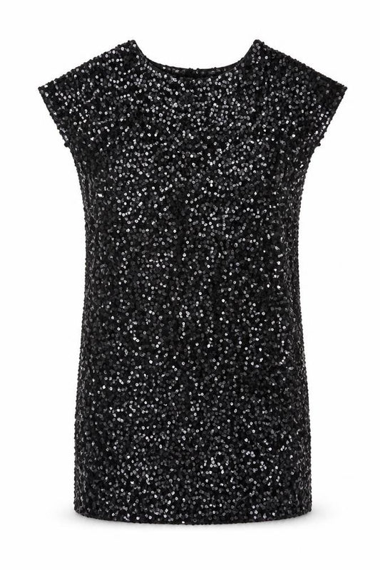 Front view of Next Women Black UK 14 Sequin Bodycon Mini Party Dress