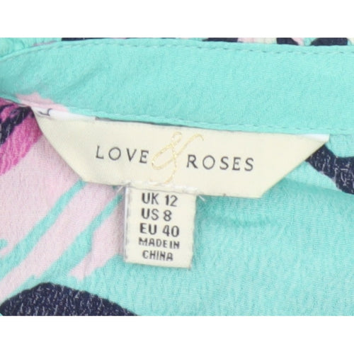 Love & Roses Women Multicoloured UK 12 V-Neck Button-Up Blouse