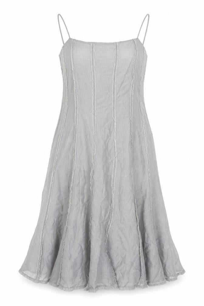Phase Eight Women Grey UK 14 Long Silk Linen Ruffle Slip Dress