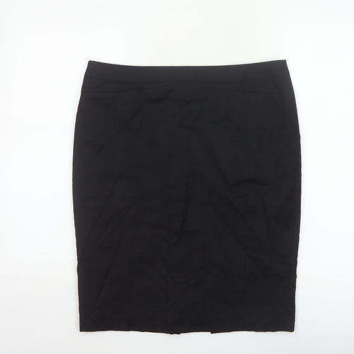 Ted Baker Women Black UK 14 Wool Pencil Knee Length Skirt