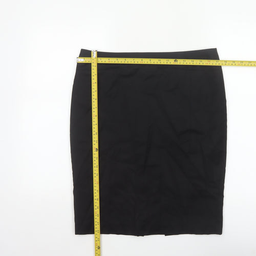 Ted Baker Women Black UK 14 Wool Pencil Knee Length Skirt