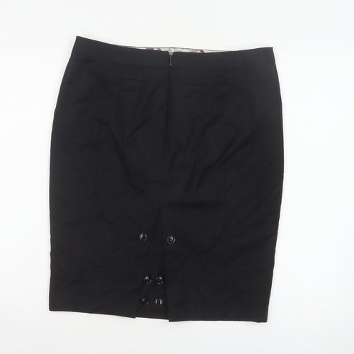 Ted Baker Women Black UK 14 Wool Pencil Knee Length Skirt