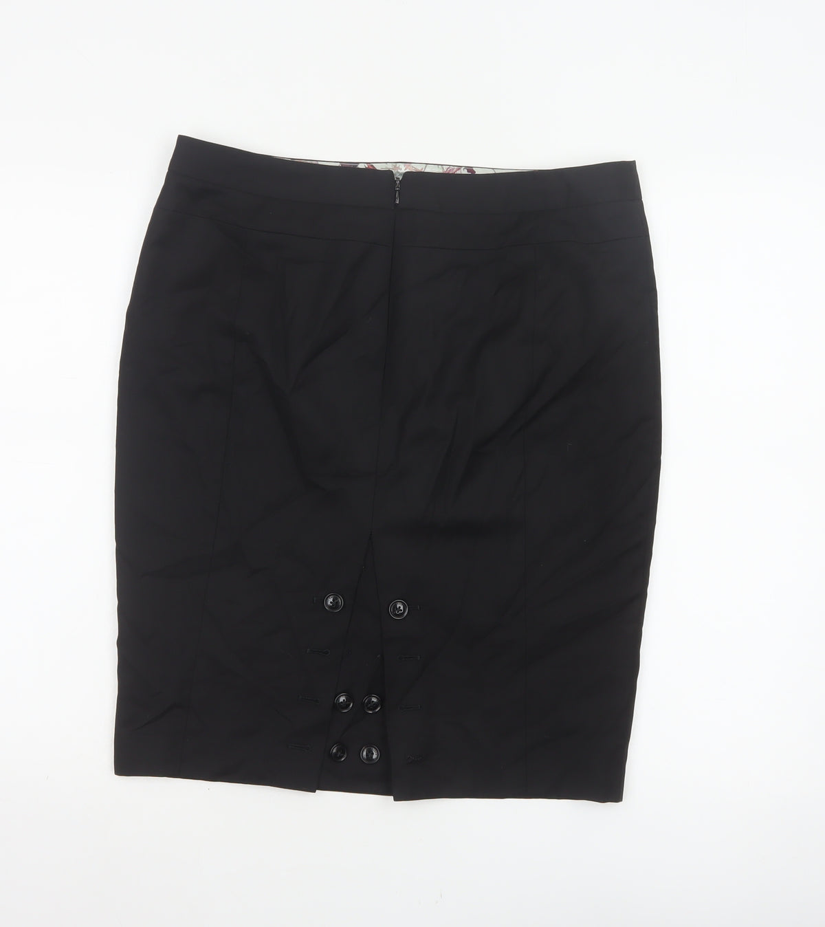 Ted Baker Women Black UK 14 Wool Pencil Knee Length Skirt
