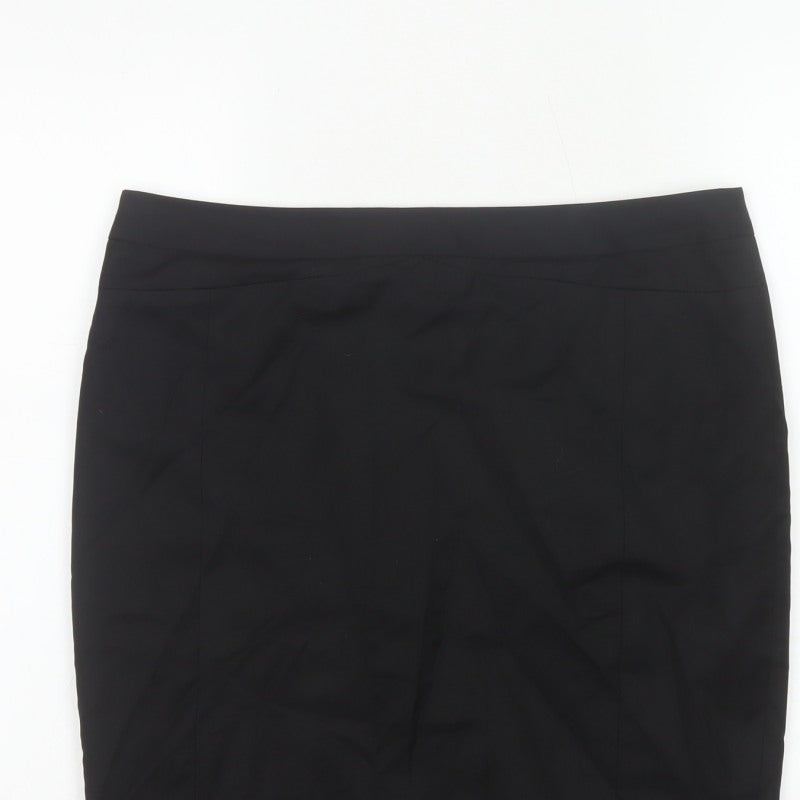 Ted Baker Women Black UK 14 Wool Pencil Knee Length Skirt