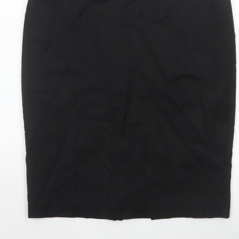 Ted Baker Women Black UK 14 Wool Pencil Knee Length Skirt