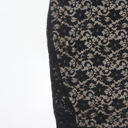 Boohoo Women Black UK 14 Floral Lace Bodycon Knee Party Dress