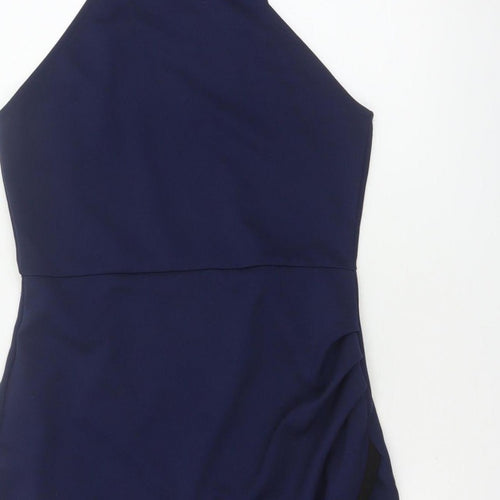 River Island Women Blue UK 12 Bodycon Knee Length Halter Party Dress