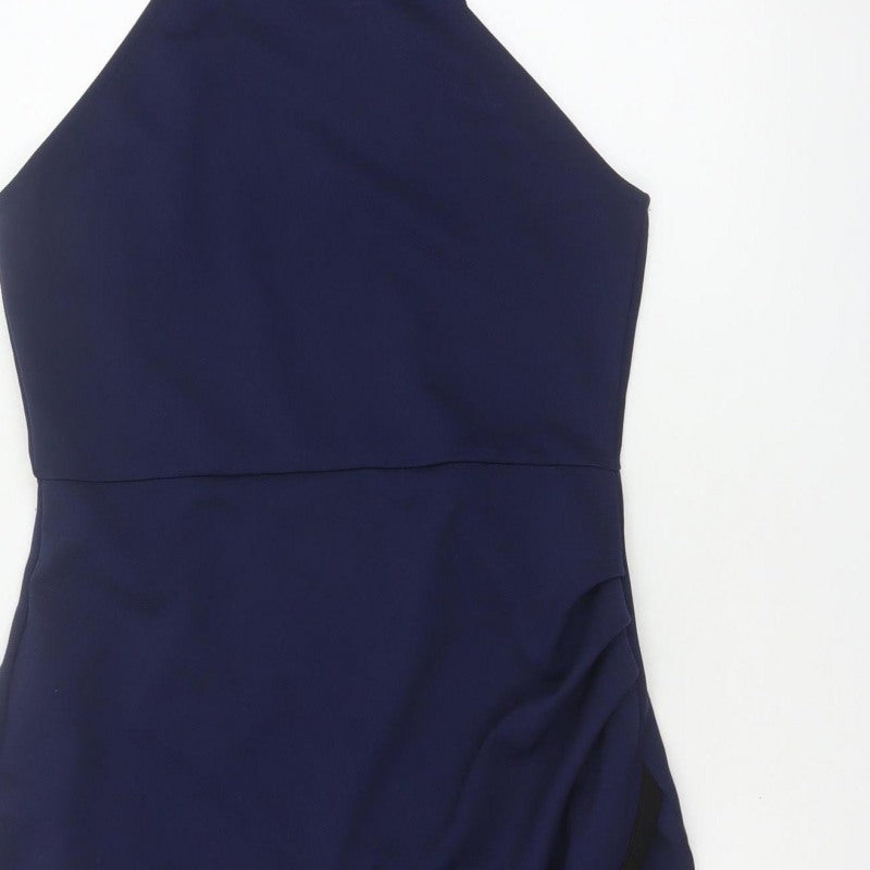 River Island Women Blue UK 12 Bodycon Knee Length Halter Party Dress