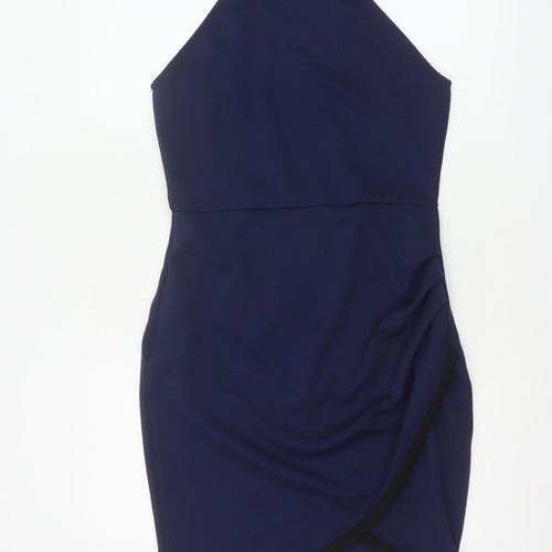 River Island Women Blue UK 12 Bodycon Knee Length Halter Party Dress