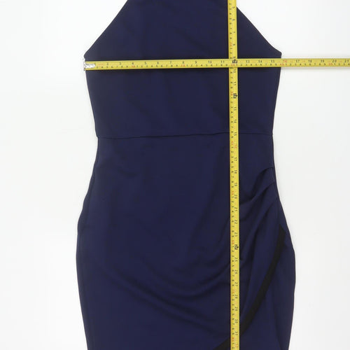 River Island Women Blue UK 12 Bodycon Knee Length Halter Party Dress