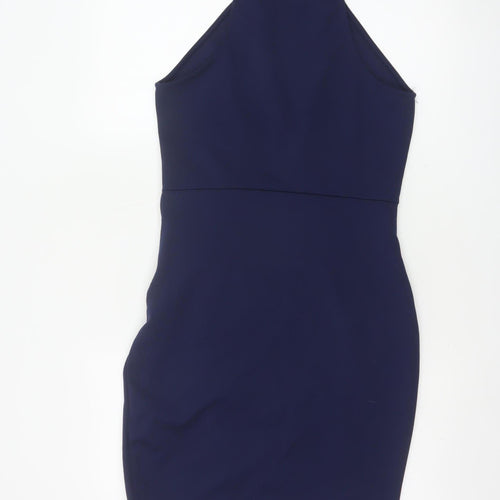 River Island Women Blue UK 12 Bodycon Knee Length Halter Party Dress