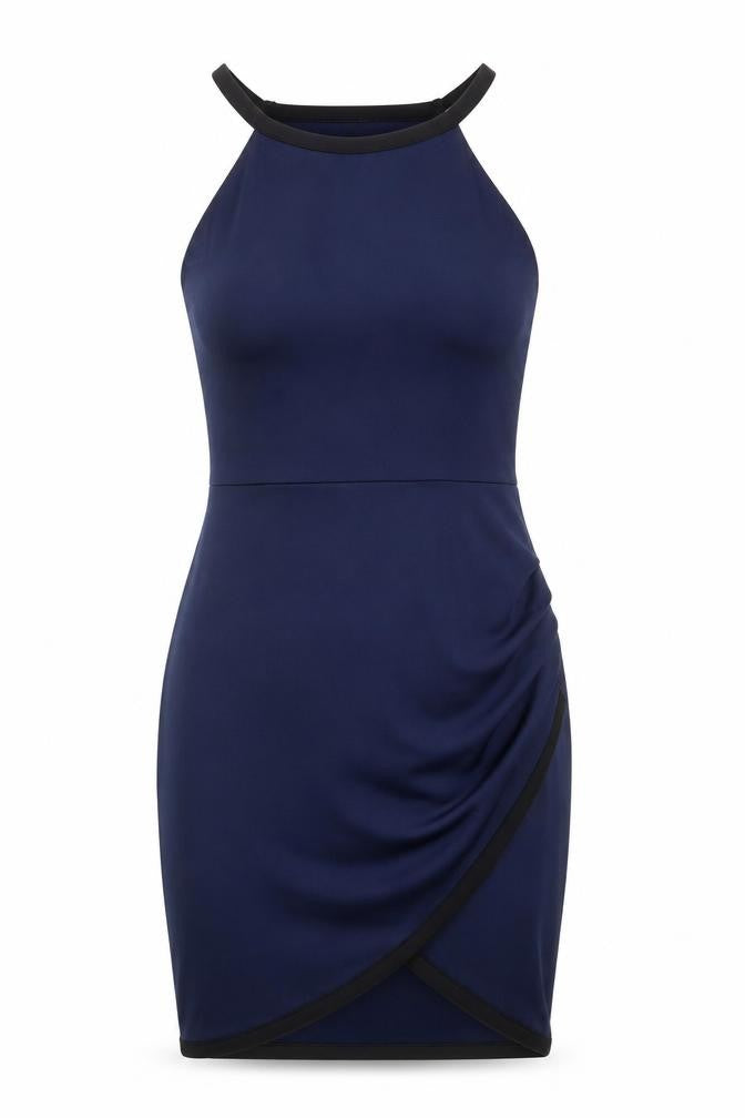 River Island Women Blue UK 12 Bodycon Knee Length Halter Party Dress