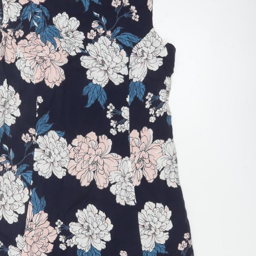 Laura Ashley Women Navy Floral A-Line Long Dress UK 14 Sleeveless