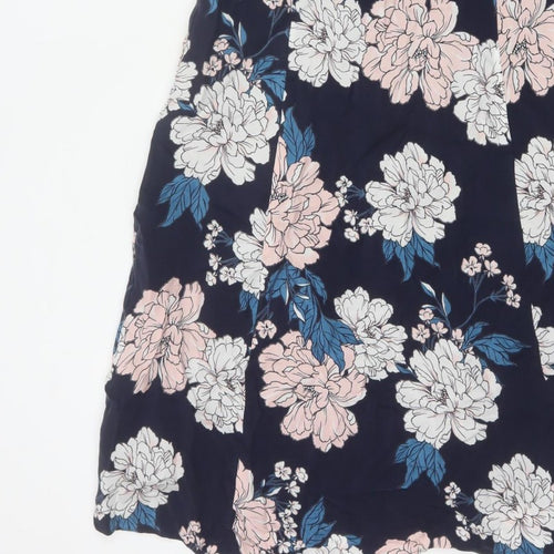 Laura Ashley Women Navy Floral A-Line Long Dress UK 14 Sleeveless