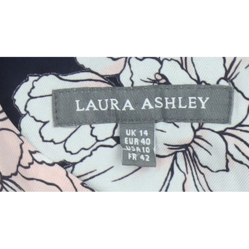 Laura Ashley Women Navy Floral A-Line Long Dress UK 14 Sleeveless
