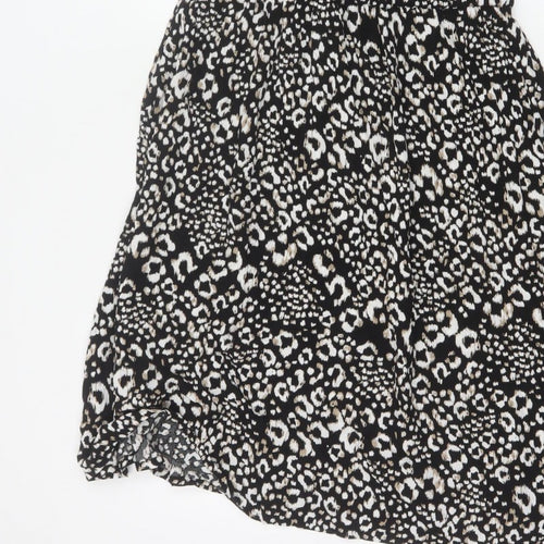 Next Women Black Animal Print UK 12 Off Shoulder Fit & Flare Midi Dress