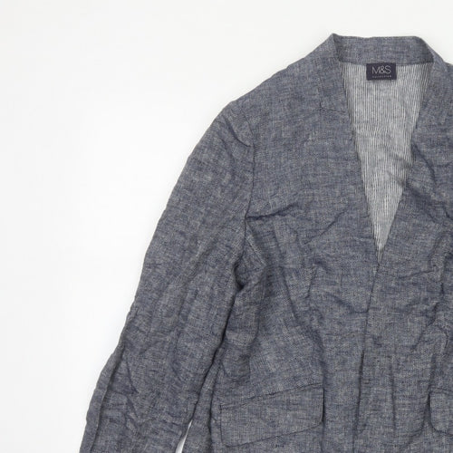 Marks and Spencer Women’s Blue Linen Blend Open Jacket UK 16