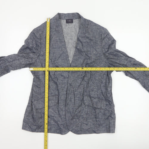 Marks and Spencer Women’s Blue Linen Blend Open Jacket UK 16