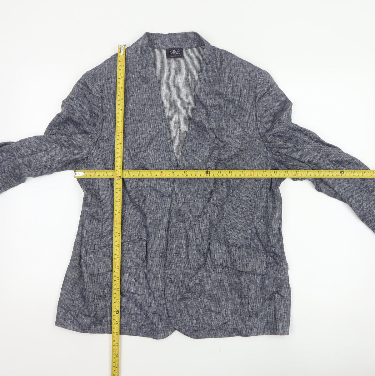 Marks and Spencer Women’s Blue Linen Blend Open Jacket UK 16