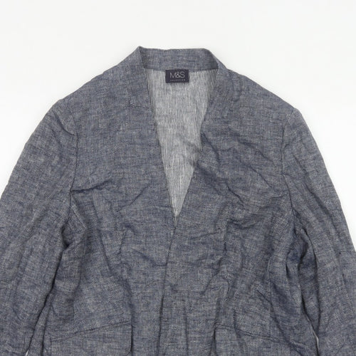 Marks and Spencer Women’s Blue Linen Blend Open Jacket UK 16