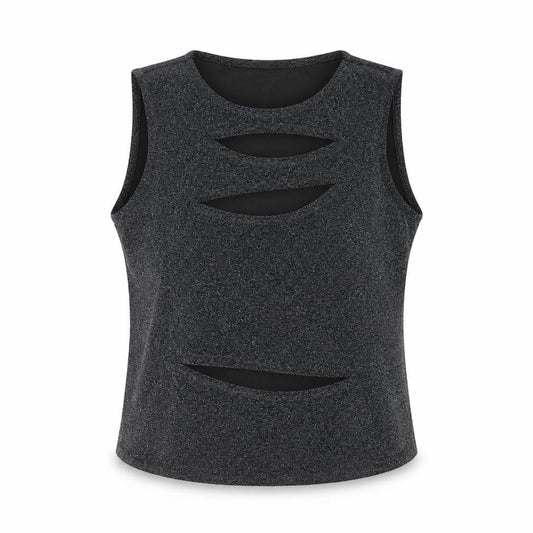 PrettyLittleThing Women Grey Glitter Cut Out Tank Top Size 14