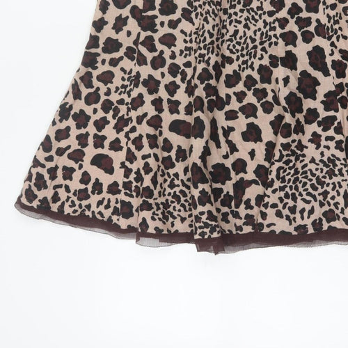Uniform John Paul Richard Women Beige Leopard Print Flare Skirt UK 6