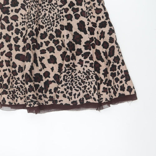 Uniform John Paul Richard Women Beige Leopard Print Flare Skirt UK 6