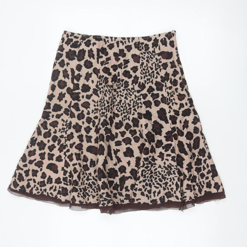 Uniform John Paul Richard Women Beige Leopard Print Flare Skirt UK 6