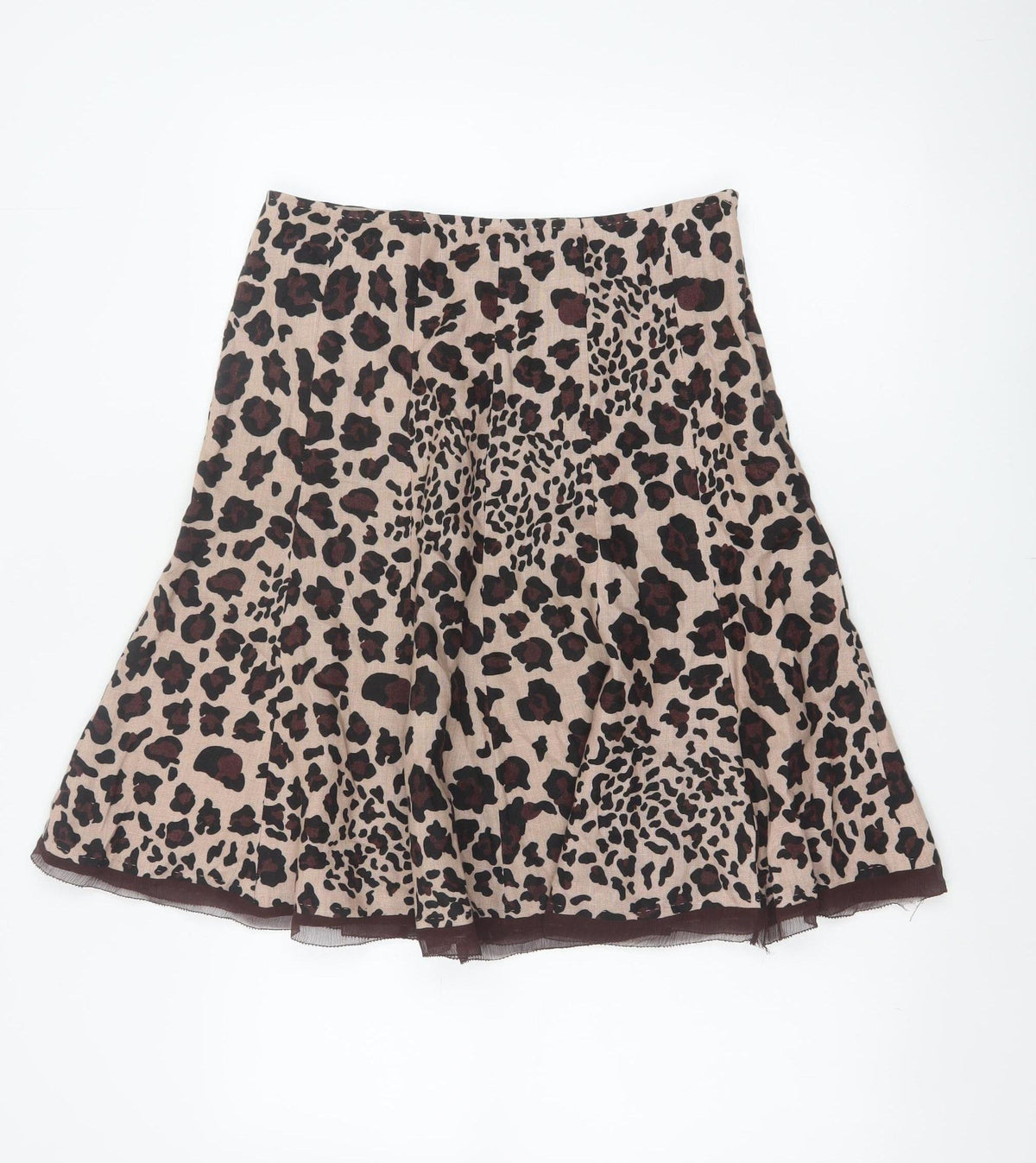 Uniform John Paul Richard Women Beige Leopard Print Flare Skirt UK 6