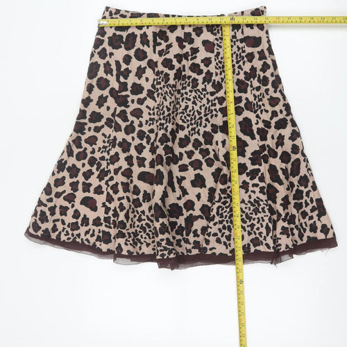 Uniform John Paul Richard Women Beige Leopard Print Flare Skirt UK 6