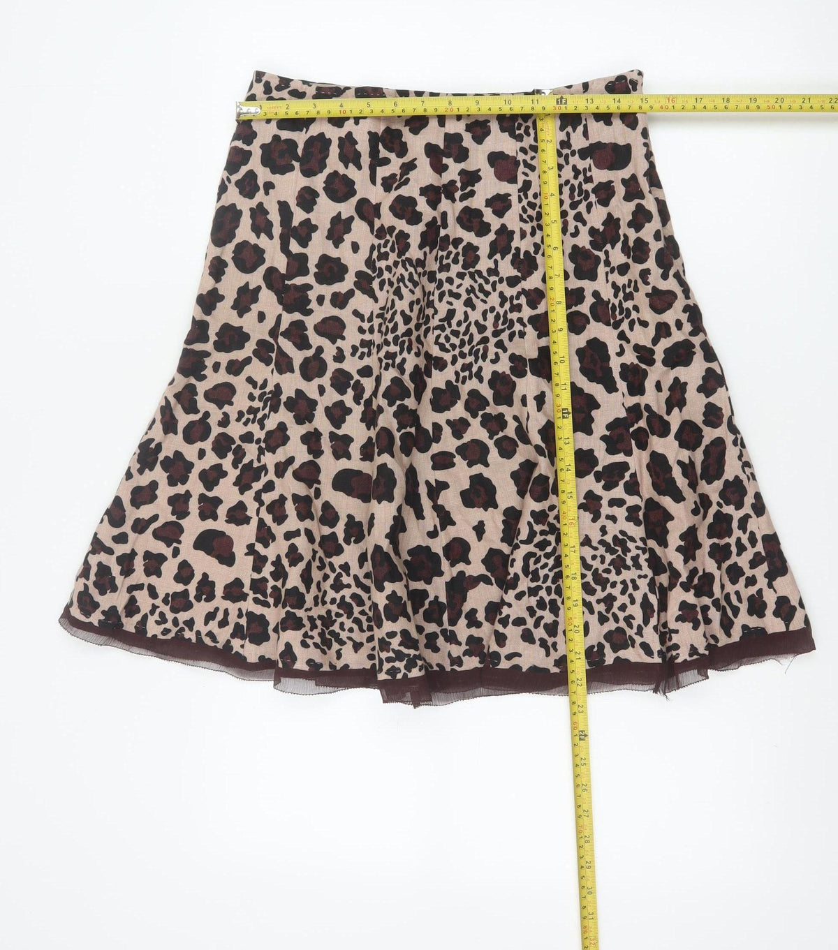 Uniform John Paul Richard Women Beige Leopard Print Flare Skirt UK 6