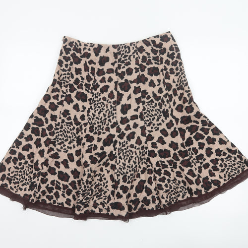 Uniform John Paul Richard Women Beige Leopard Print Flare Skirt UK 6