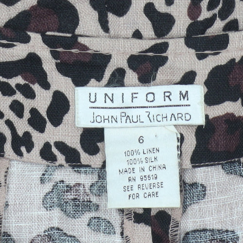 Uniform John Paul Richard Women Beige Leopard Print Flare Skirt UK 6