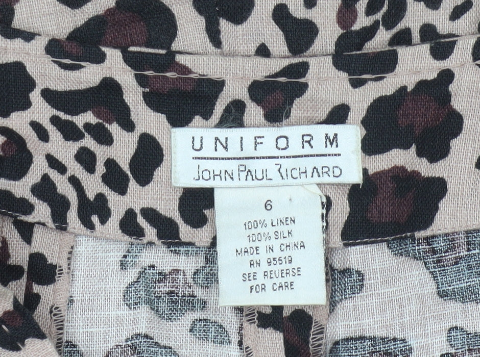 Uniform John Paul Richard Women Beige Leopard Print Flare Skirt UK 6