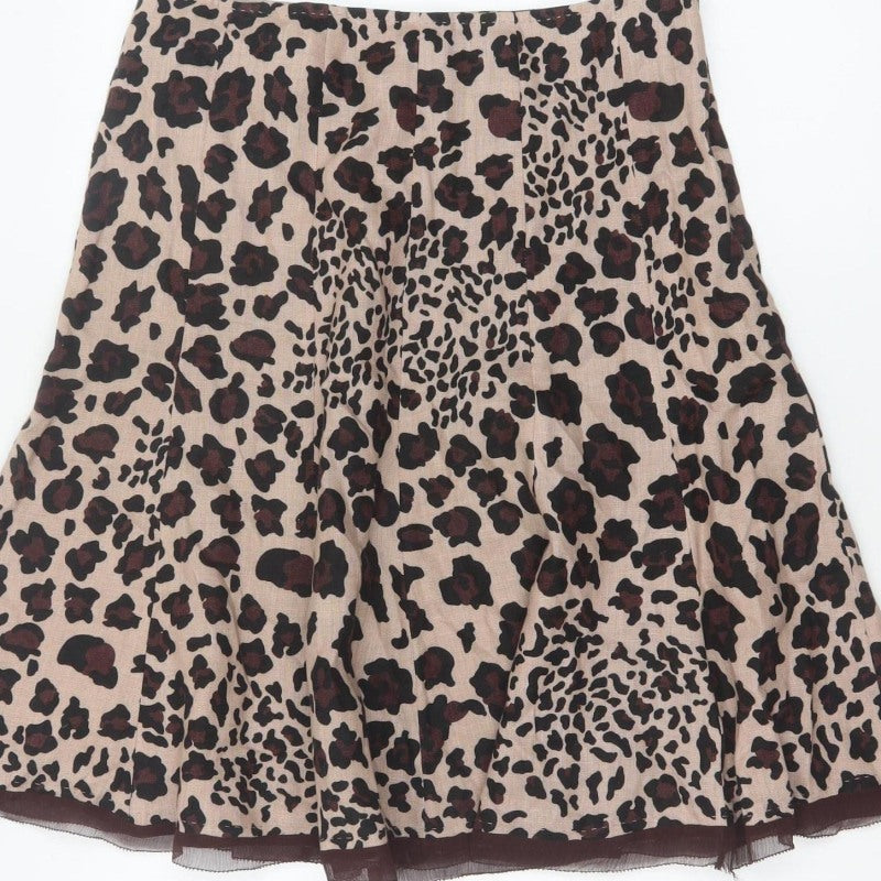 Uniform John Paul Richard Women Beige Leopard Print Flare Skirt UK 6