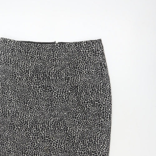 Lobbs London Women Grey Leopard Print Pencil Skirt UK 10 Knee Length