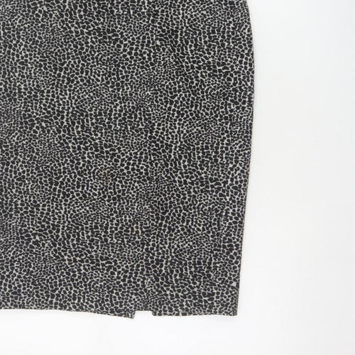 Lobbs London Women Grey Leopard Print Pencil Skirt UK 10 Knee Length
