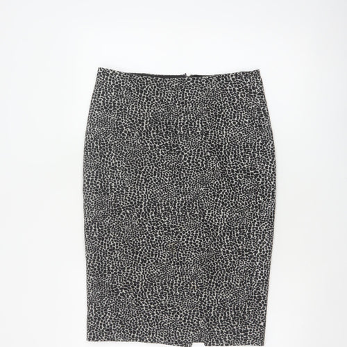 Lobbs London Women Grey Leopard Print Pencil Skirt UK 10 Knee Length