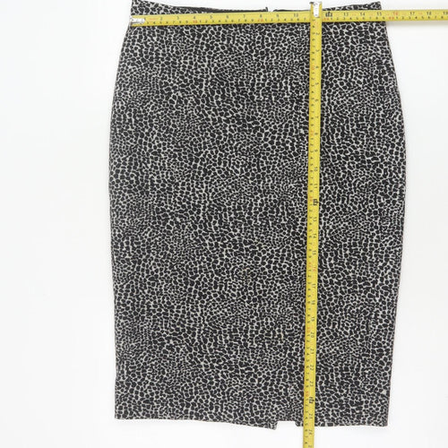 Lobbs London Women Grey Leopard Print Pencil Skirt UK 10 Knee Length