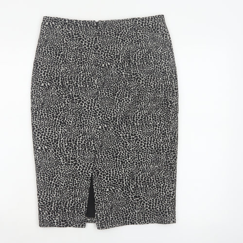 Lobbs London Women Grey Leopard Print Pencil Skirt UK 10 Knee Length