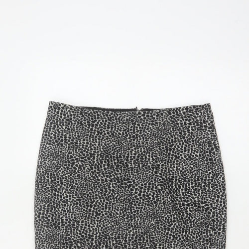 Lobbs London Women Grey Leopard Print Pencil Skirt UK 10 Knee Length