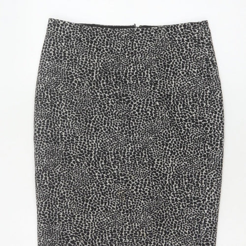 Lobbs London Women Grey Leopard Print Pencil Skirt UK 10 Knee Length